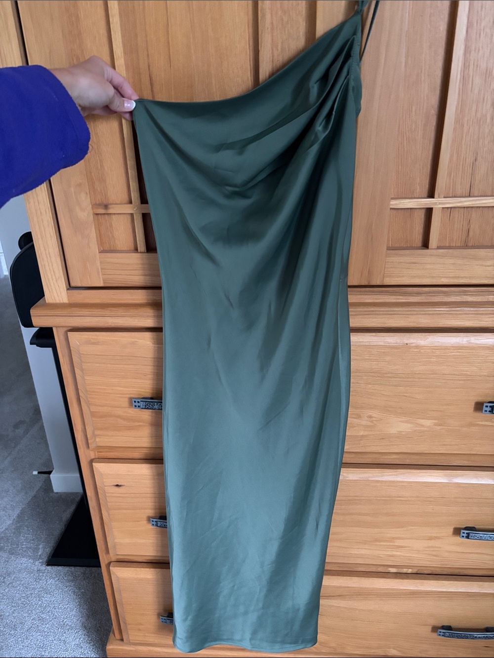 Amazon Olive Green Asymmetrical Slip Dress